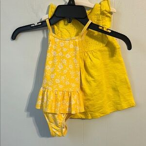 9 month Yellow Floral Baby Romper and Dress Set.‎ 2T bathing suit. New